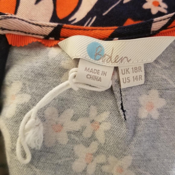 Boden Navy Autumnal Leaves Shift Dress, Size 14R - Picture 13 of 14